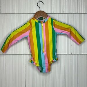 (5for$10) Old Navy Rainbow Pinstripe Bathing suit 12-18m